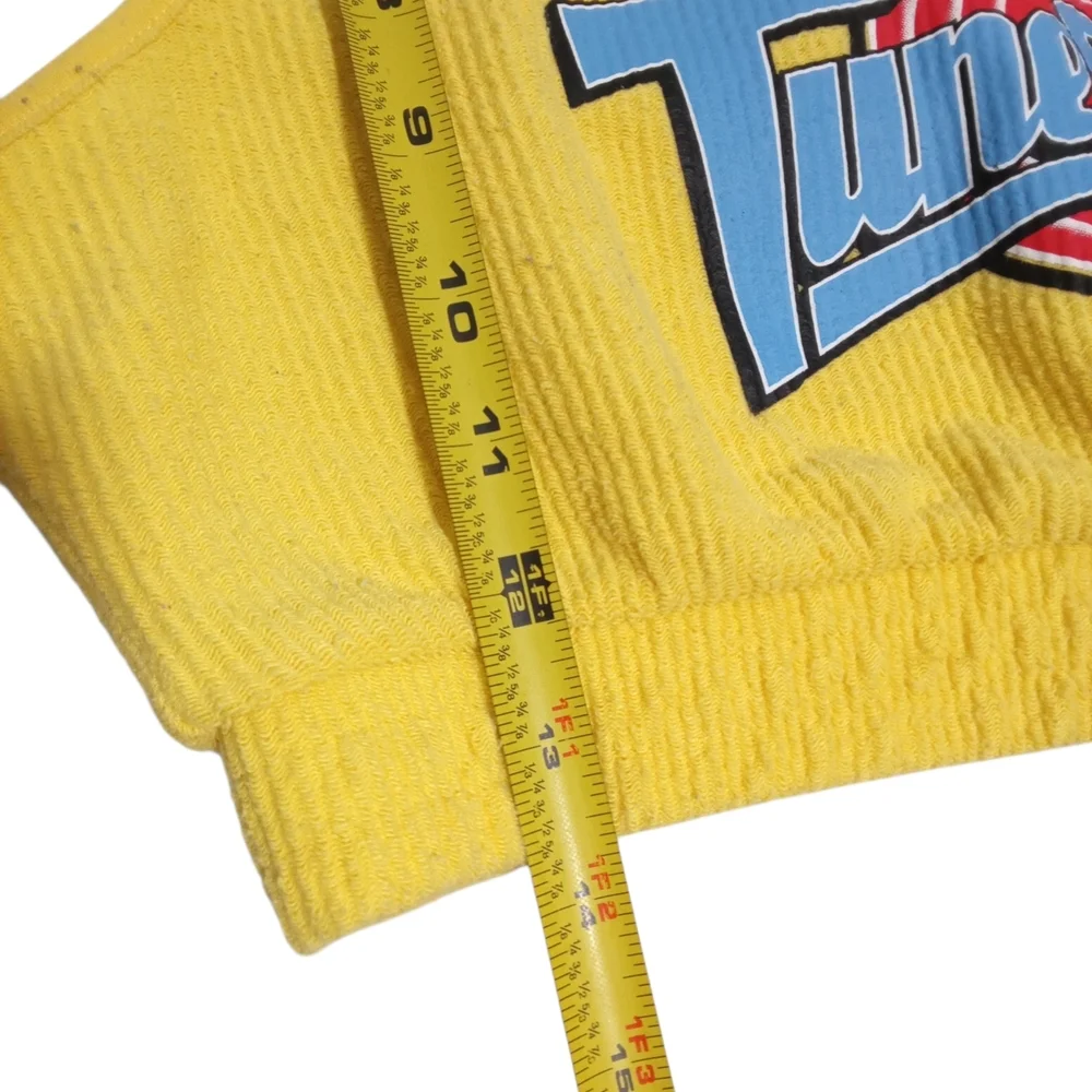Space Jam Tune Squad Yellow Crop Top Shorts 2 Piece Cartoon Lounge Set Sz M - Picture 5 of 8